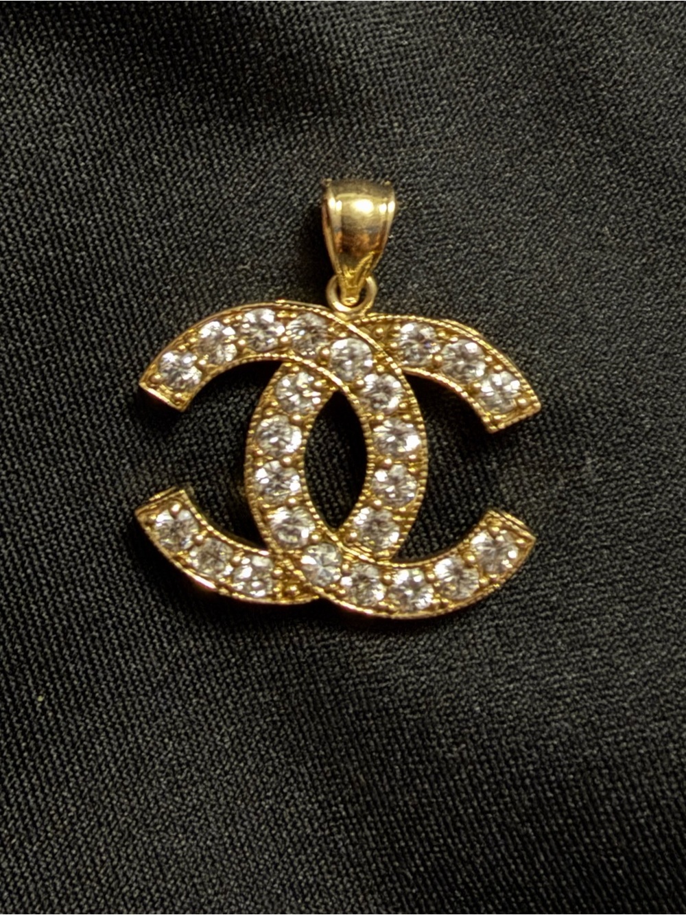 Gold Crystal Interlocking Logo Pendant Necklace 10kt
